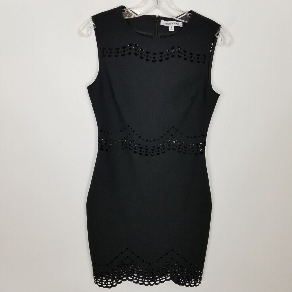 Elizabeth and‎ James Women Merna Cut Out Mini Dress Sz 6 Black Sleeveless Party